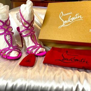 Christian Louboutin Renee Strass 100 Veau Velours Diva/ Crystals size 42